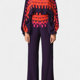 Sybella Conjunto de Dos Piezas con Hombros Descubiertos y Pantalones Amplios Estampados