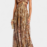 Tasha Vestido Maxi Halter con Espalda Descubierta y Detalles Huecos